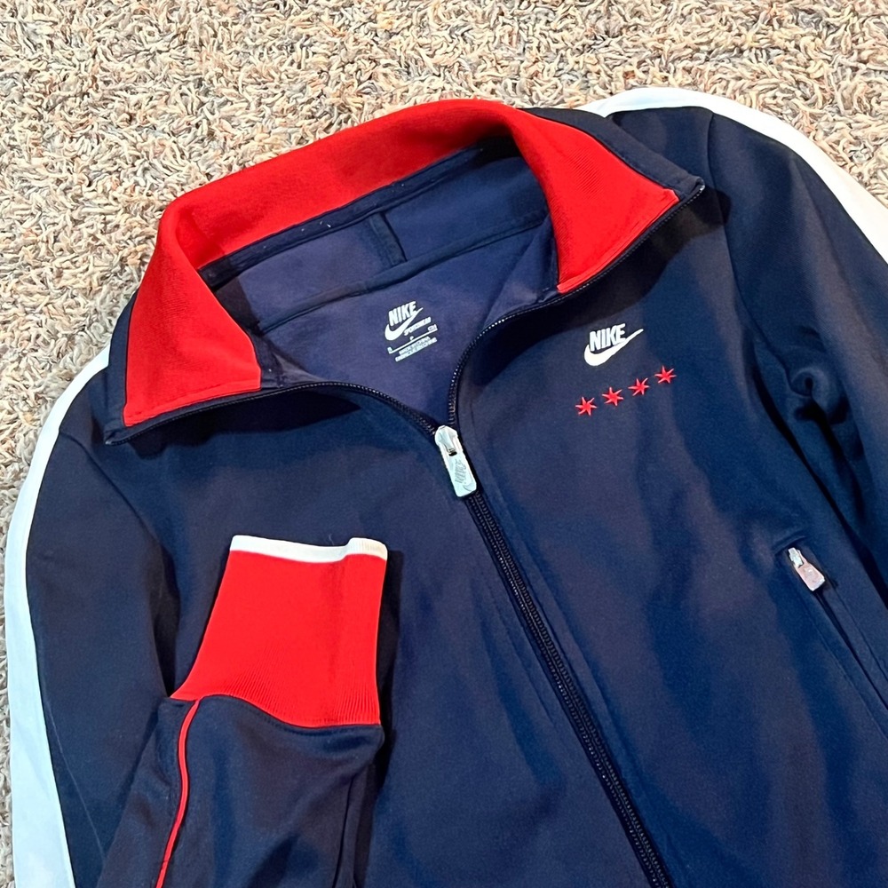 Nike Chicago Marathon 2010 Navy‎ Red White Track Jacket Full Zip Women's Small